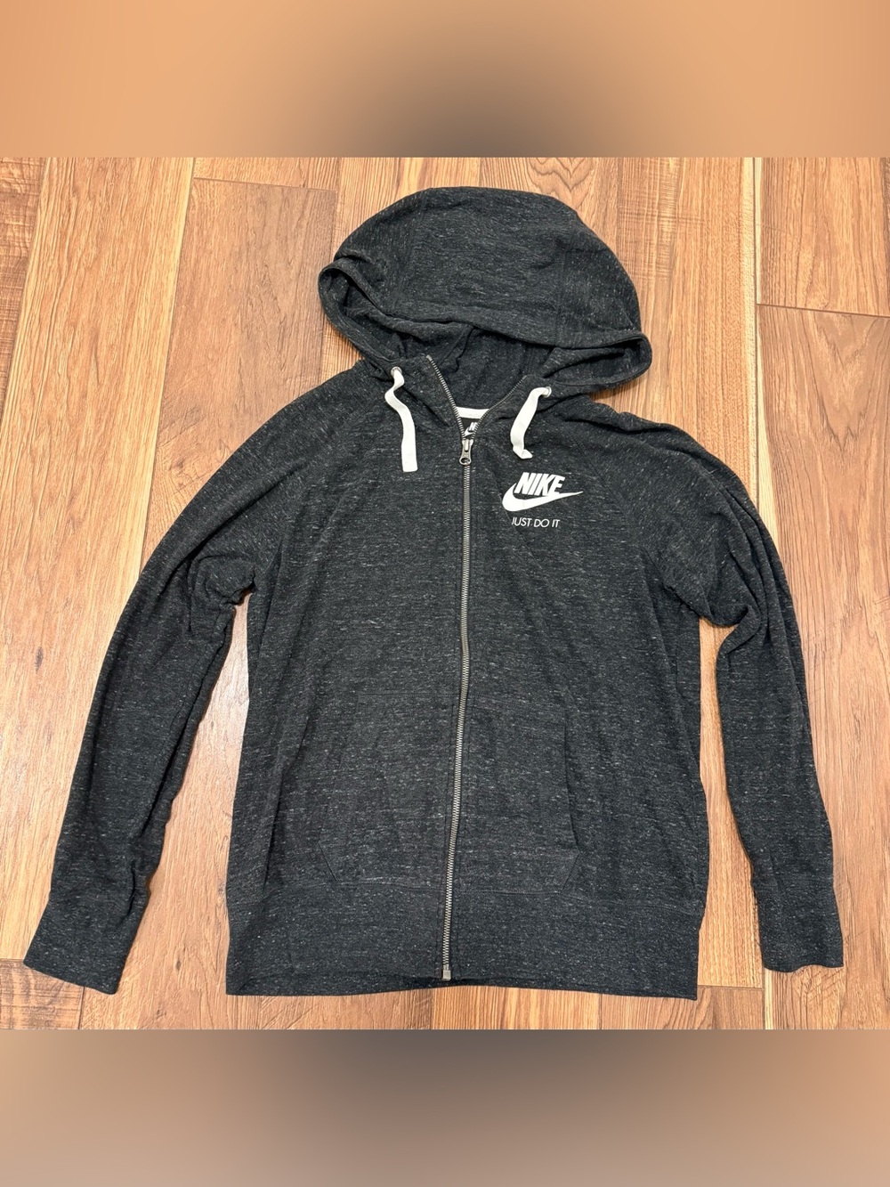 Nike Black Full-Zip Hooded Jacket with White Logo